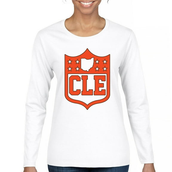 Cleveland Shield Women's Long Sleeve T-shirt Game Night Fantasy Football Fan Lake Erie