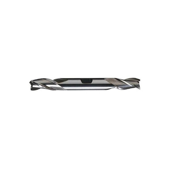 3-Flute HSS Center Cutting Square Double End Mill HD-3 Bright 1/2"x1/2"x1"x4-1/8"