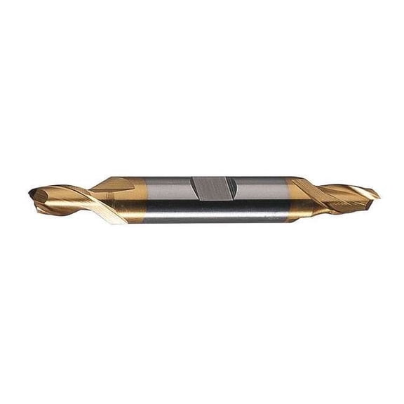 2-Flute HSS Square Double End Mill HD-2-TN TiN 1/4x3/8x1/2x3-3/8 C33656
