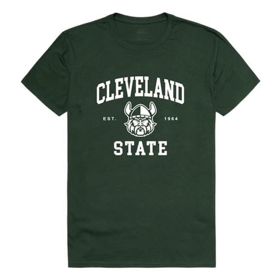 Cleveland State University Men Seal T-Shirt, Forest White - Medium