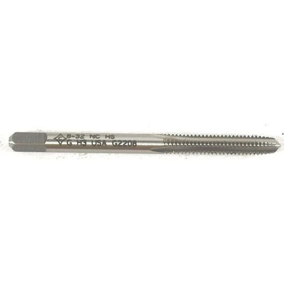 Straight Flute (Hand) Straight Flute Hand Tap, #8-32, Plug, UNC, High Speed Steel, 4