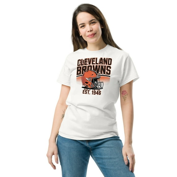 Cleveland T-Shirt, Football Helmet Tee, Football Fan Gift (White, 4XL)