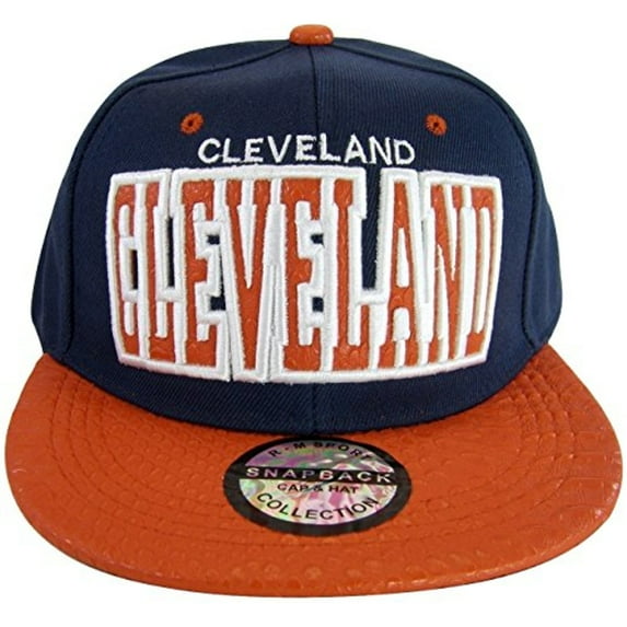 Cleveland Textured Brim Men's Adjustable Snapback Baseball Caps (Navy/Red)