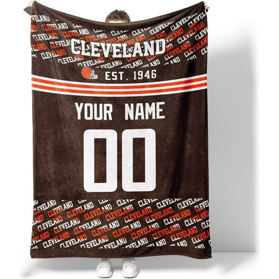 Cleveland Throw Blanket Custom Name and Number Blanket for Men Women Boy Gifts
