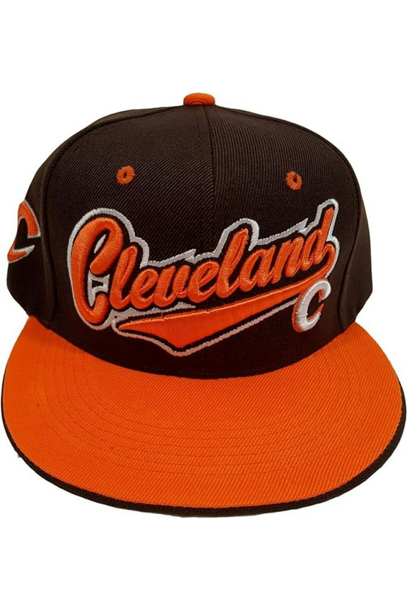 Cleveland Under Brim Design Two Tone Maroon/Orange City Snapback Hat Cap