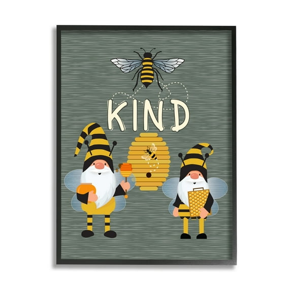 Clever Be Kind Garden Gnomes Bumble Bees Buzzing Animals & Insects Graphic Art Framed Art Print Wall Art