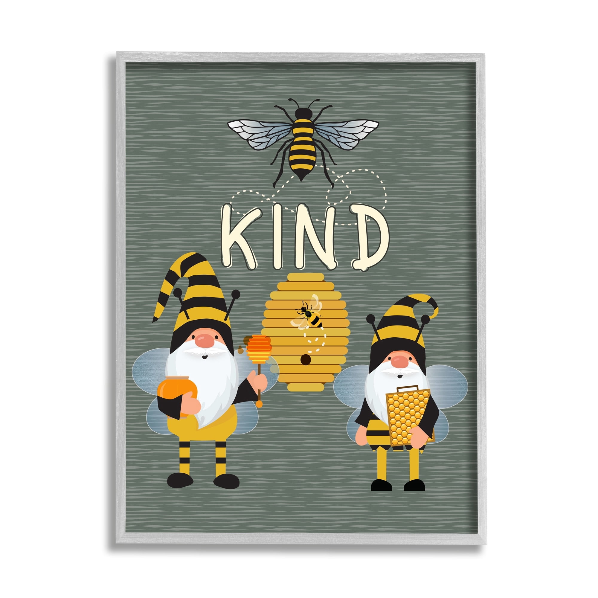 Clever Be Kind Garden Gnomes Bumble Bees Buzzing Animals & Insects Graphic Art Framed Art Print Wall Art