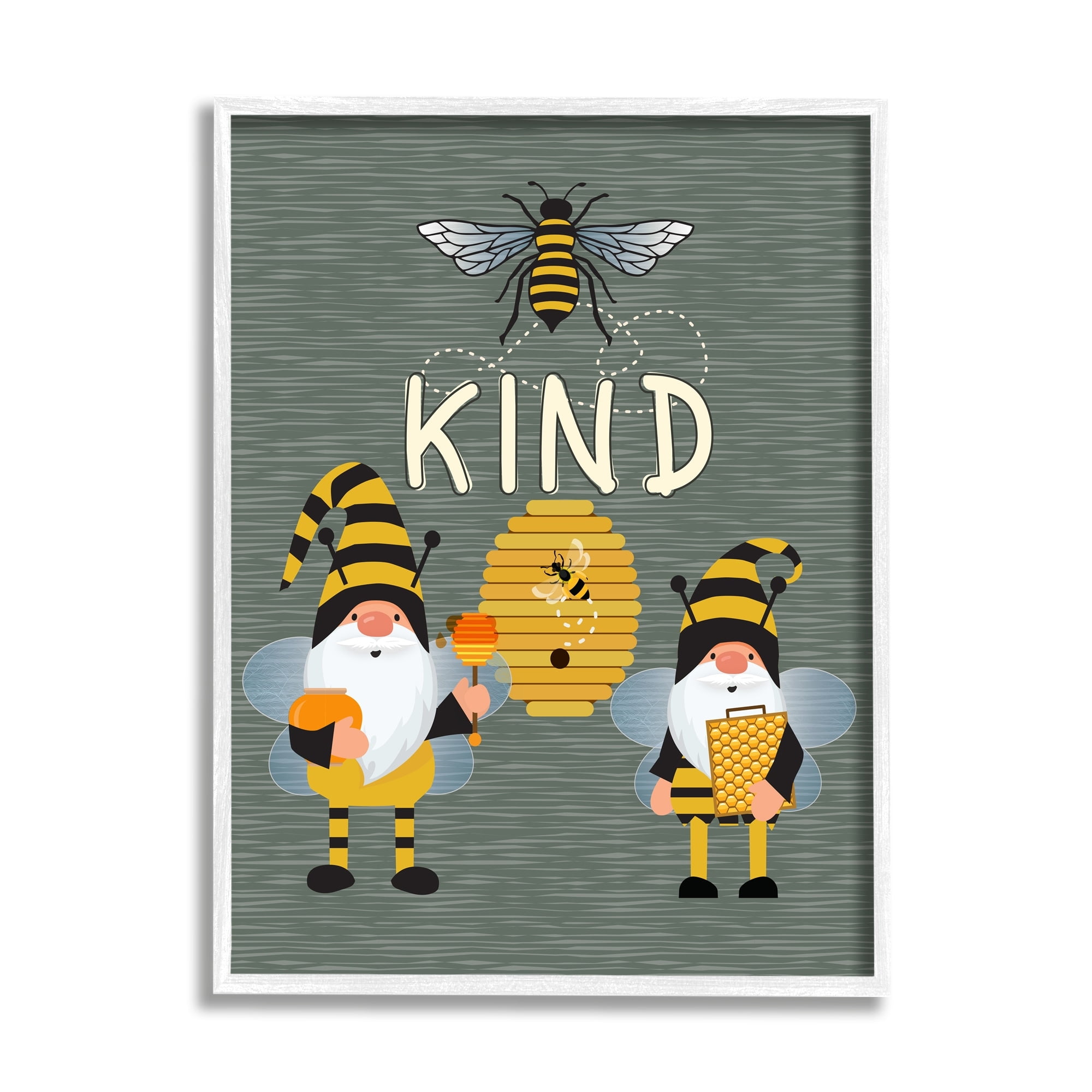 Clever Be Kind Garden Gnomes Bumble Bees Buzzing Animals & Insects Graphic Art Framed Art Print Wall Art