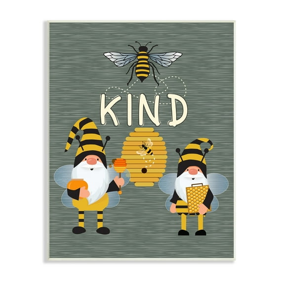 Clever Be Kind Garden Gnomes Bumble Bees Buzzing Animals & Insects Graphic Art Unframed Art Print Wall Art