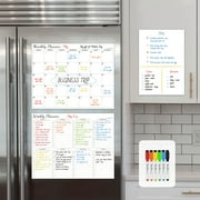 Clever Clean Non-Magnetic Calendar Set - Dry Erase Monthly Calendar, Weekly Planner and Blank Whiteboard Stick to Fridge, Smooth Wall, Cabinets and Glass. Ideal for Meal Planning,to Do,Grocery List.