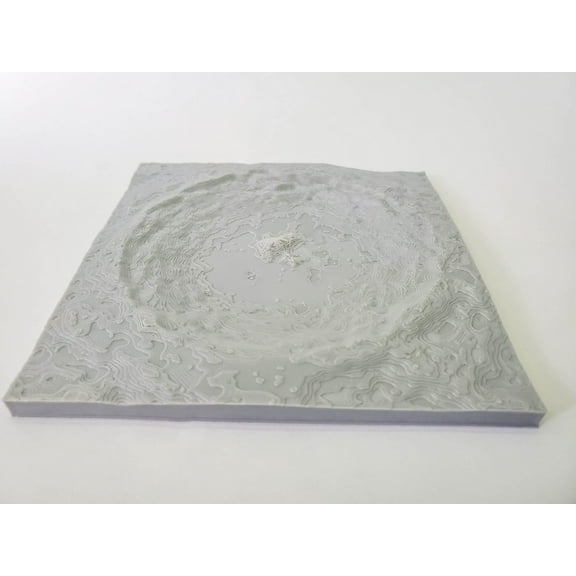 Clever Contraption 3D Topographic Moon Map | Tycho Crater Relief Model | Lunar Surface Decoration Grey - Small