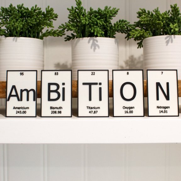 Ambition | Periodic Table of Elements Wall, Desk or Shelf Sign  Custom Color