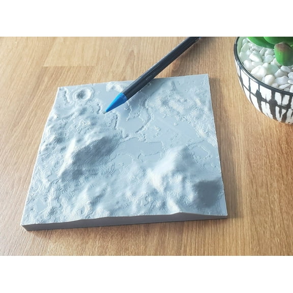 Clever Contraption Apollo 15 Lunar Map Art Print – Apennine Mountains Landing Site, 3D Topographic Model, 30x30 km