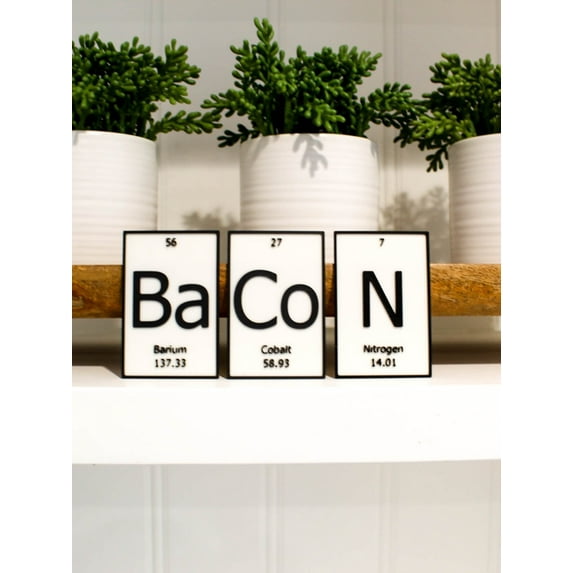 Clever Contraption Bacon | Periodic Table of Elements Wall, Desk or Shelf Sign – Custom Color