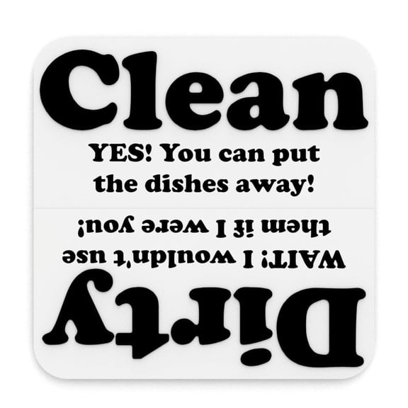 Clever Contraption Dishwasher Sign | Clean Dirty with Words (Black/White)