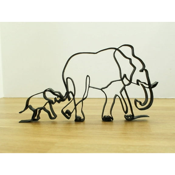 Clever Contraption Elephant Family Desktop Decor – Modern 3D Printed Sculpture in Black – Small Minimalist Art Piece for Office or Home