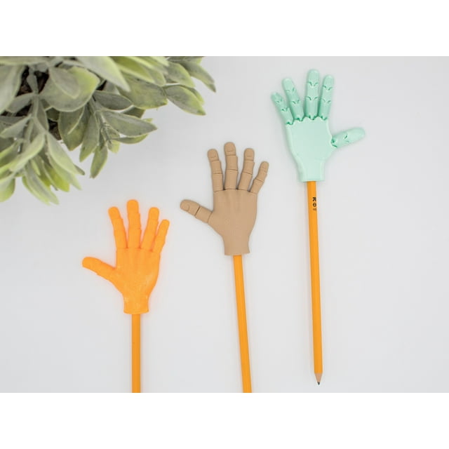 Clever Contraption Fidget Hand Pencil Toppers – Flexible 3D Printed PLA, Set of 3