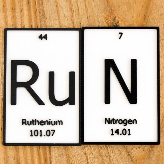 Clever Contraption Run Sign | Periodic Table of Elements Desk, Wall, or Shelf Name Plate Black & White