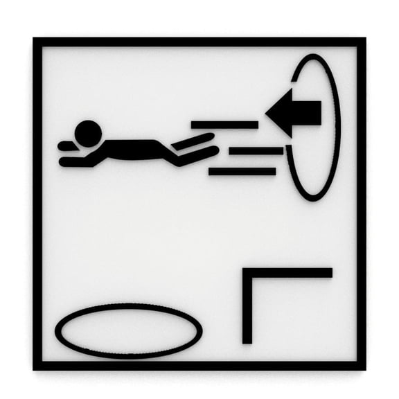 Clever Contraption | S317 Portal Hole Fly Sign | Durable Wall Decor (Black)