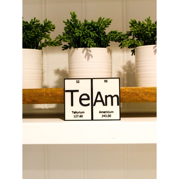 Clever Contraption Team Name Plate | Periodic Table Style Desk, Wall, or Shelf Sign  Custom Chemistry-Themed Decor, Black & White