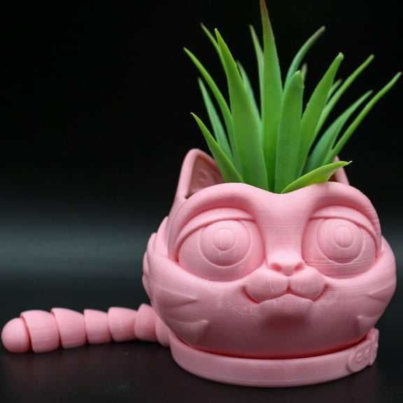 Clever Contraptions Whimsical Cat Planter Pot for Indoor Plants - Medium | 2-Part Design