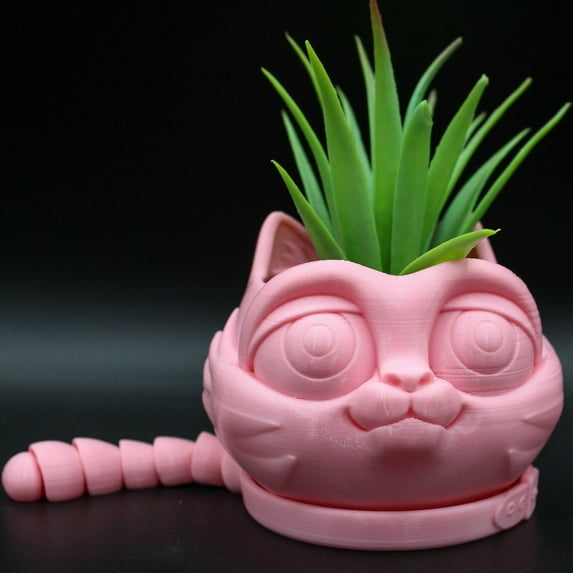 Clever Contraptions Whimsical Cat Planter Pot for Indoor Plants - Medium | 2-Part Design