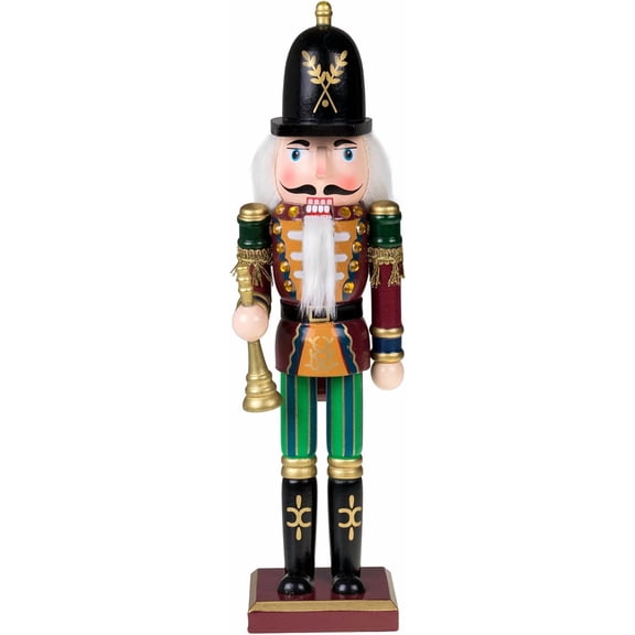 Clever Creations Green Drummer 12 Inch Traditional Wooden Nutcracker, Festive Christmas Décor for Shelves and Tables