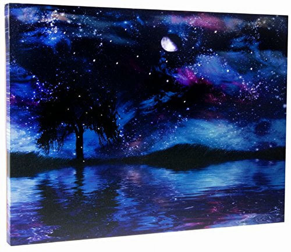 Clever Creations Light Up Canvas Wall Art Beautiful Starry Night Sky