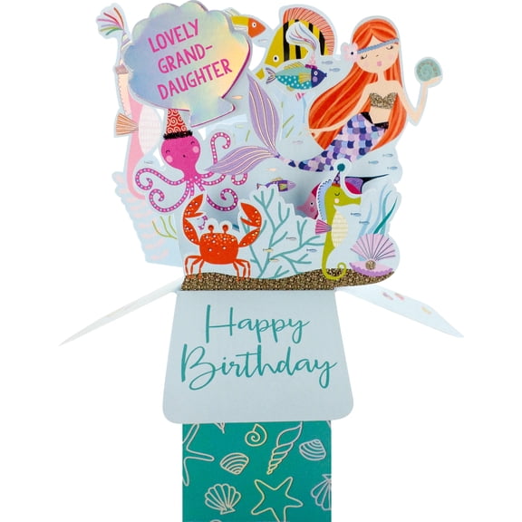 Clever Cube Pop Up Card - Granddaughter Birthday - Mermaids