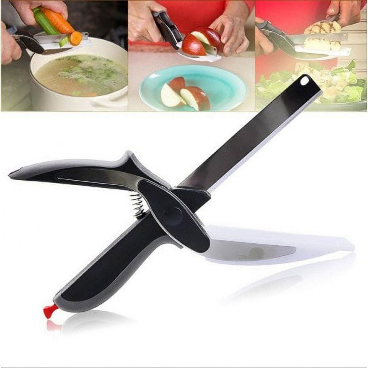 Clever Cutter 2-in-1 Food Chopper Kitchen Knife and Cutting Board Scissors  Vegetable Fruit Slicer  