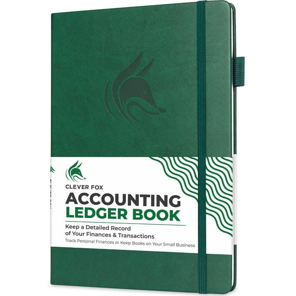 Clever Fox Accounting Ledger Book, Dark Green