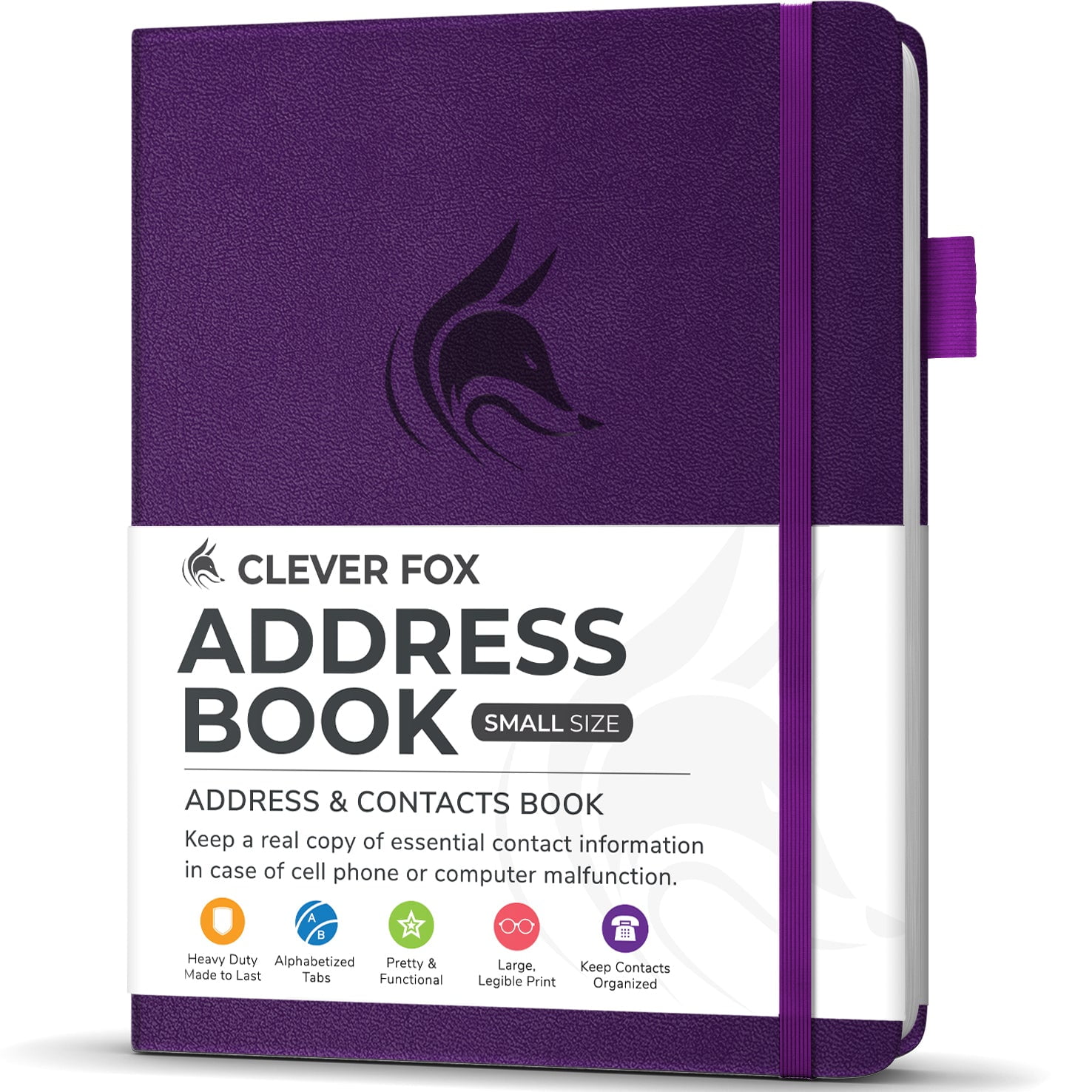 Clever Fox Address Book with Alphabetic Tabs, Purple Clever Fox Address Book with Alphabetic Tabs, Purple