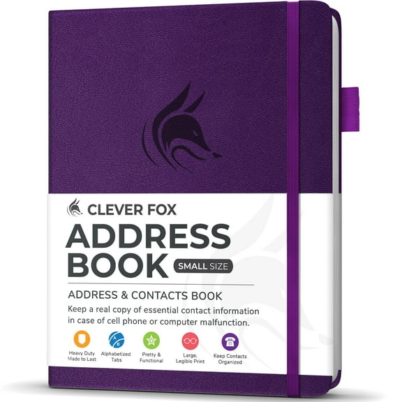 Clever Fox Address Book with Alphabetic Tabs, Purple