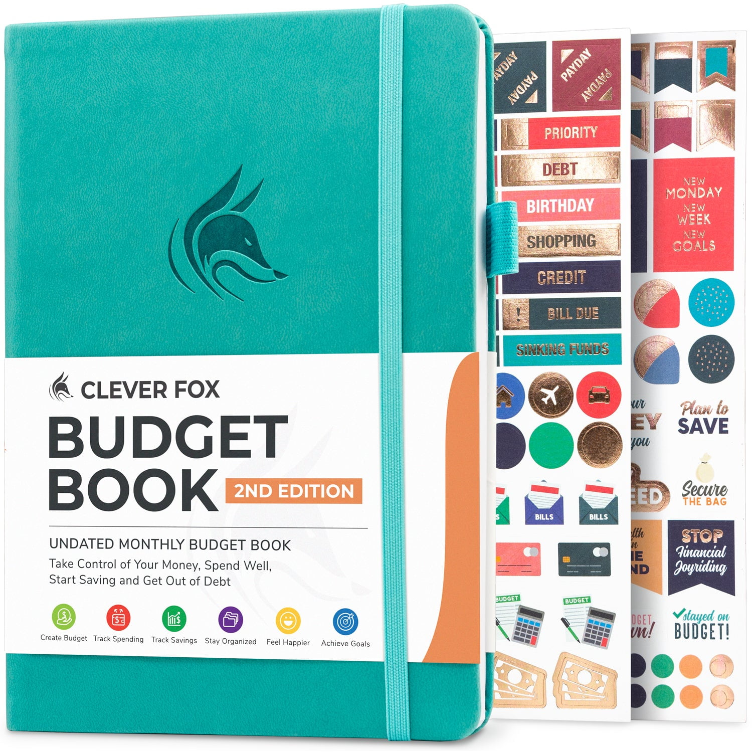 Clever Fox Budget Planner Premium Edition â€" Expense Tracker Notebook 5 Cash Envelopes Organizer Book Journal Control Your Money Undated A5 Hardcover Bl - View #2