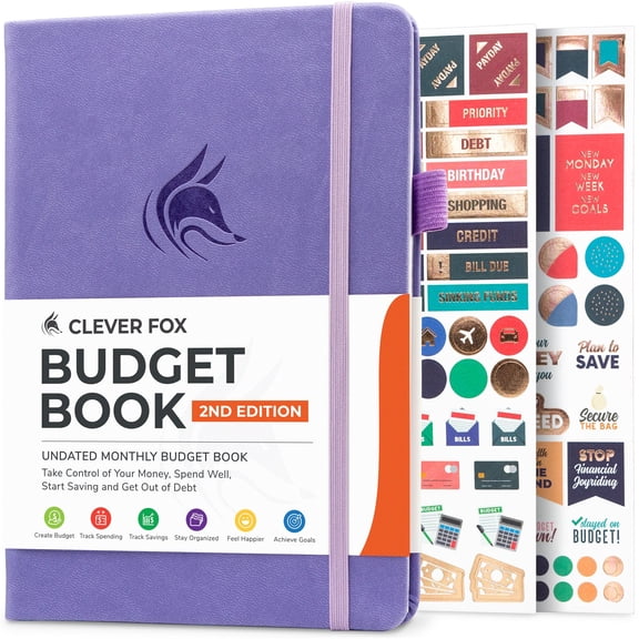 Clever Fox Budget Book 2.0 - Financial Planner Organizer & Expense Tracker Notebook. Money Planner for Monthly Budgeting and Personal Finance. Colored Edition, Compact Size (5.3" x 7.7") - Lavender
