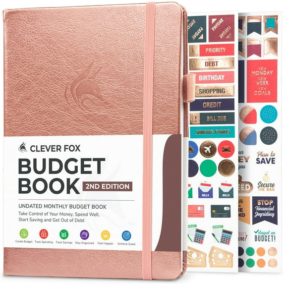 Clever Fox Budget Book 2.0 – Financial Planner Organizer & Expense Tracker Notebook. Money Planner for Monthly Budgeting and Personal Finance. Colored Edition, Compact Size (5.3" x 7.7") - Rose Gold