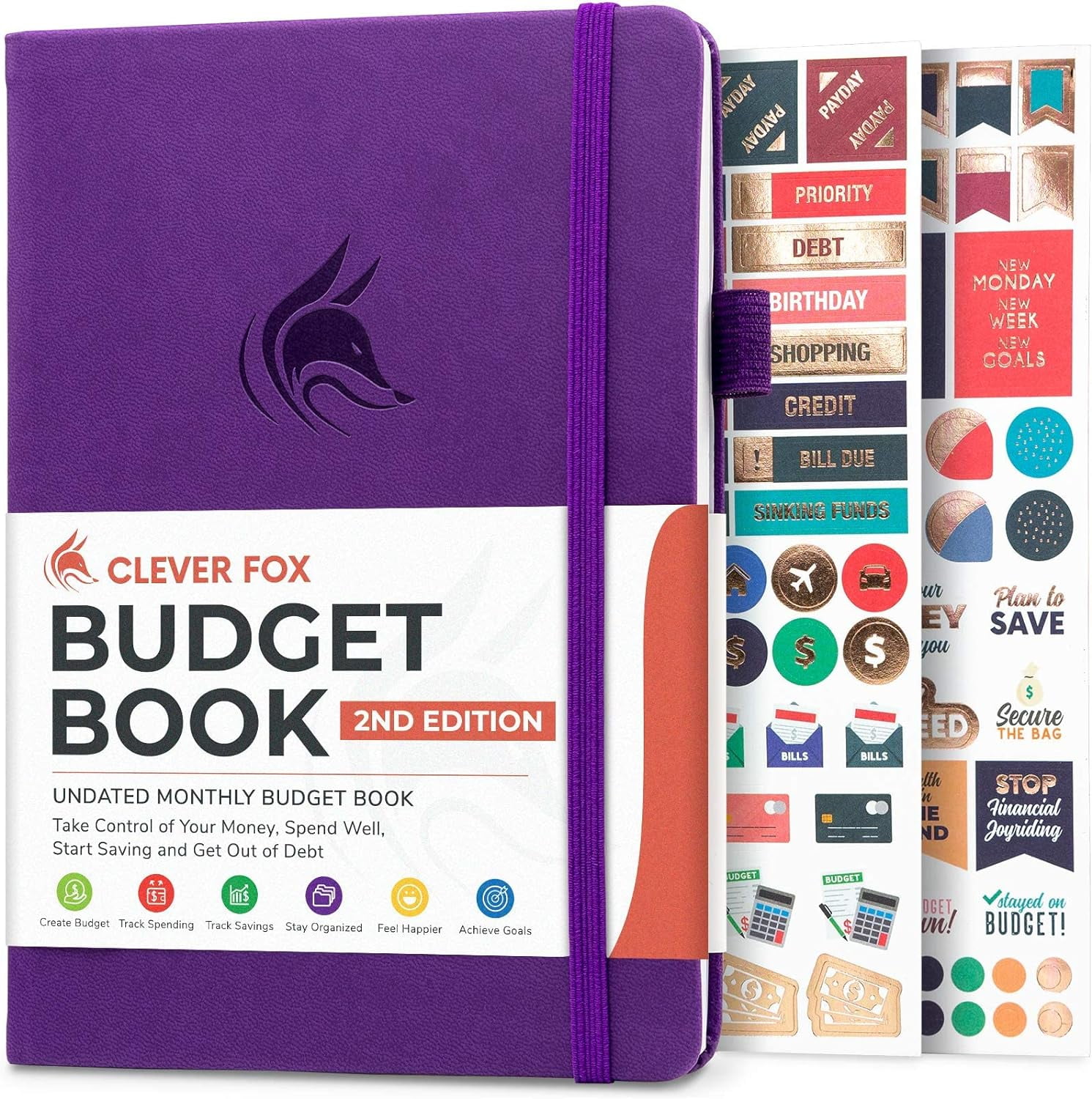 Clever Fox Budget Book 2.0 - Financial Planner Organizer & Expense Tracker Notebook. Money Planner for Monthly Budgeting and Personal Finance. Colored Edition, Compact Size (5.3" x 7.7") - Purple