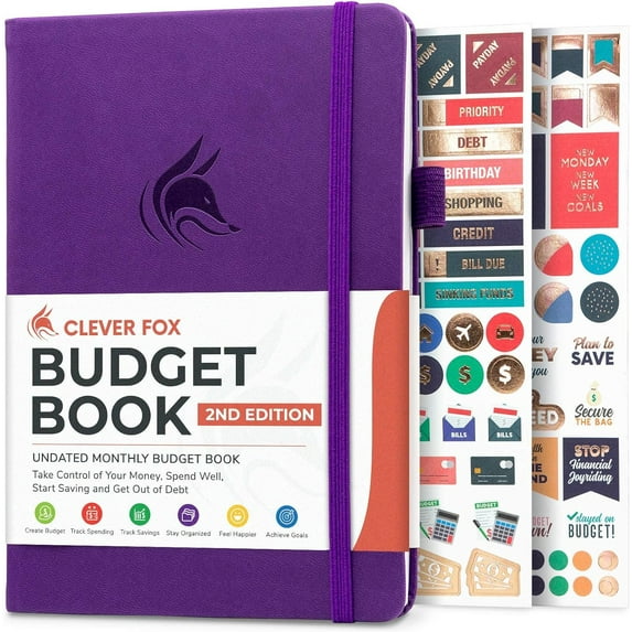 Clever Fox Budget Book 2.0 - Financial Planner Organizer & Expense Tracker Notebook. Money Planner for Monthly Budgeting and Personal Finance. Colored Edition, Compact Size (5.3" x 7.7") - Purple