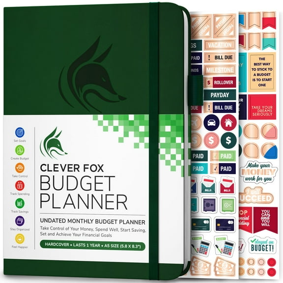 Clever Fox Budget Planner - Undated - Expense Tracker Notebook. Monthly Budgeting Journal, Finance Planner & Accounts Book to Take Control of Your Money. Start Anytime. A5 Size Dark Green Hardcover