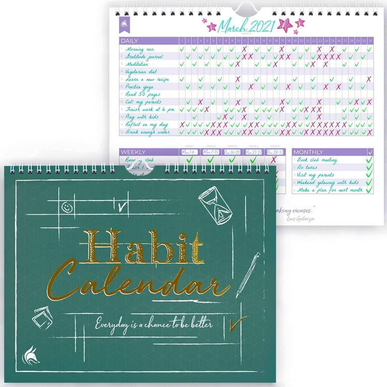 Clever Fox Habit Tracker Calendar - Goal & Productivity