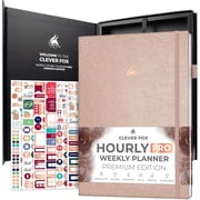 Clever Fox Hourly Planner PRO Premium, Undated Daily Planner, Rose Gold