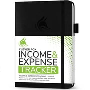 Clever Fox Income & Expense Tracker   Accounting & Bookkeeping Ledger Book for Small Business   Income & Expense Record Notebook with Receipt Pocket   Undated, A5, 5.8  x 8.3 , Hardcover Black