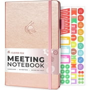 Clever Fox Meeting Notebook – Work & Business Meeting Organizer for Meeting Agenda, Notes & Action Items – Notepad for Project Management & Meetings – Undated, Hardcover, A5, 5.8x8.3″ - Rose Gold