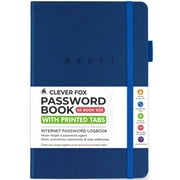 Clever Fox Password Book – Alphabetized Internet Address & Password Organizer – Computer & Website Password Keeper Notebook – Log-In Password Journal - Medium, A5, 8.3x5.8″, Hardcover (Mystic Blue)