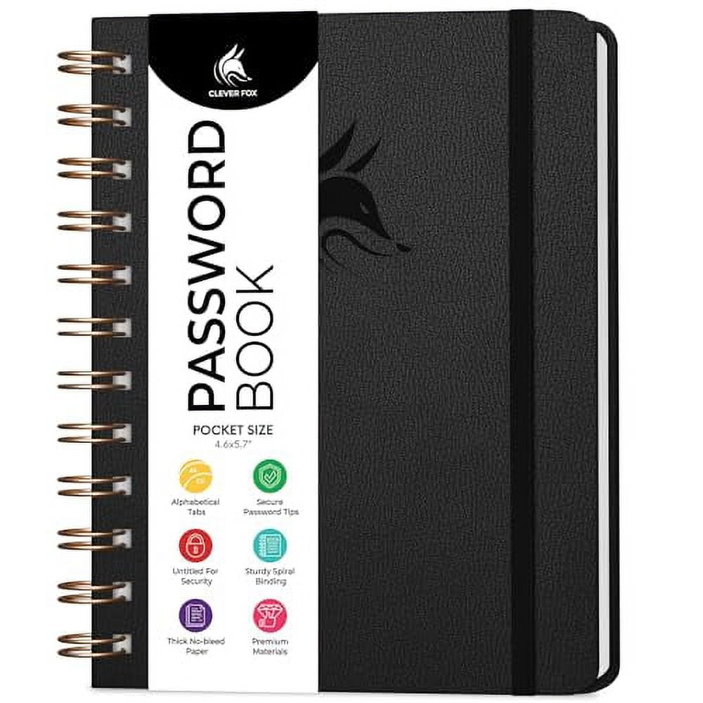 Clever Fox Password Book Spiral â€“ Mini Address & Password Organizer with Laminated