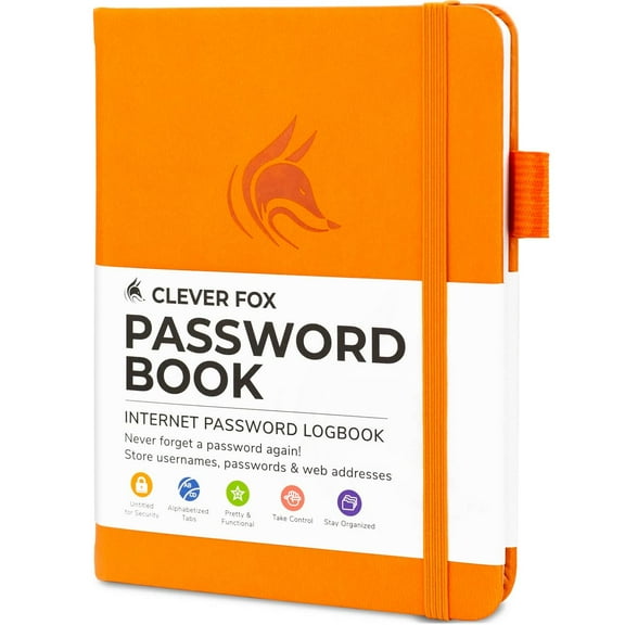 Clever Fox Password Book with tabs. Internet Address and Password Organizer Logbook with alphabetical tabs. Small Pocket Size Password Keeper Journal Notebook for Computer & Website Logins - small