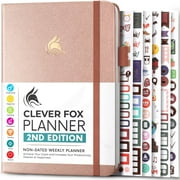 Clever Fox Planner 2nd Edition   Colorful Weekly & Monthly Goal Planner, Time Management & Productivity Organizer, Undated, A5 Rose Gold