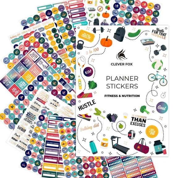 Clever Fox Planner Fitness Stickers Set - Monthly, Weekly & Daily Planner Sti...