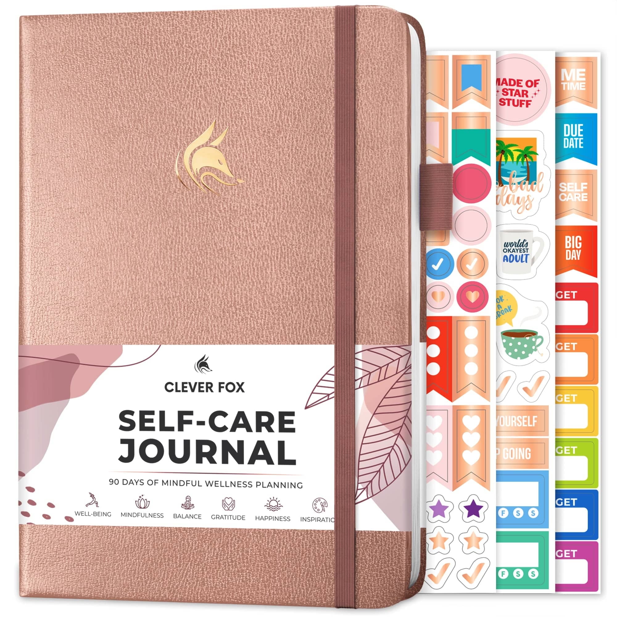 Clever Fox Self-Care Journal, Blank Diaries & Journals, Rose Gold, 5.8in x 8.3in, 90 Pages