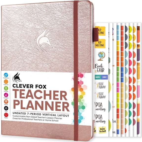 Clever Fox Teacher Planner - Rose Gold